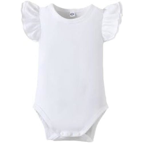 Baby Girls Ruffle Sleeves Bodysuit Infant Solid Color Top Jumpsuit