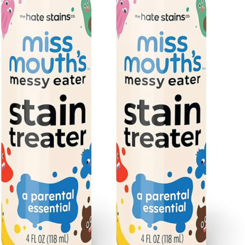 Miss Mouth's Messy Eater Stain Treater Spray - 4oz 2 Pack Stain Remover - Newborn & Baby Essentials - No Dry Cleaning Food, Grease, Coffee Off Laundry, Underwear, Fabric