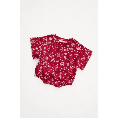Jolly T-shirt Romper - Red