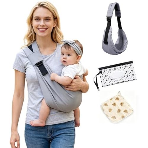 Baby Sling Carrier, Ergonomic M-Leg Soft Cotton Fit with Wide Padded Straps