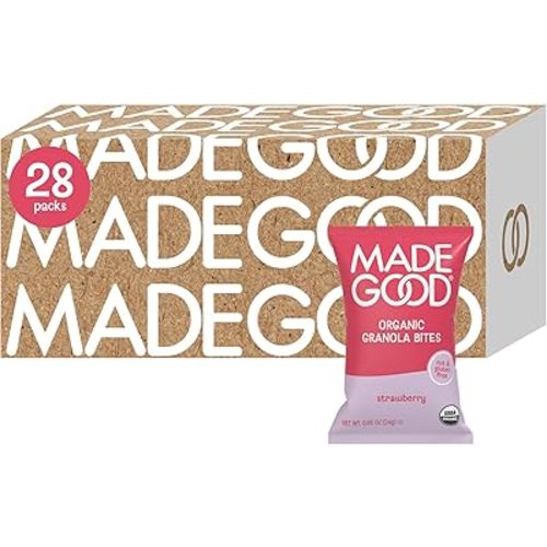 MadeGood Strawberry Granola Bites, 28 Count, Gluten Free and Organic Snacks