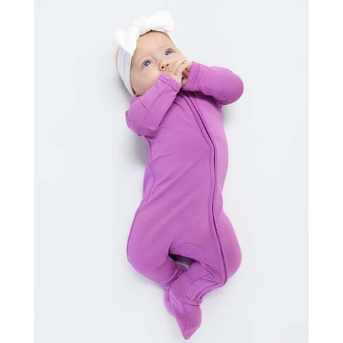 Bumbunny Baby | Zip Footie in Deep Mauve