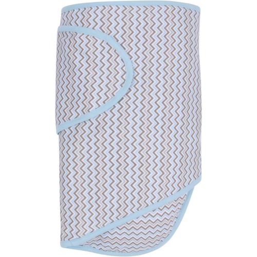 Miracle Blanket Swaddle Wrap - Blue Chevron: 100% Cotton, 0-3 Months, Sleeveless, Open Front