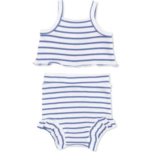 Tank Top & High Waisted Short, Navy Stripe - Angel Dear | Maisonette