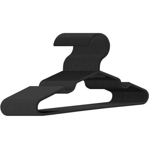 Baby Hangers for Closet 100 Pack Black Plastic Kids Children's Clothes Hangers Non-Slip (Black, 100)