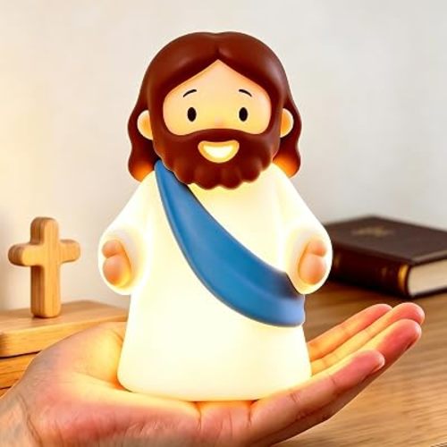 Light Up Jesus Night Light for Kids, Silicone Jesus Lamp, Christian Gifts