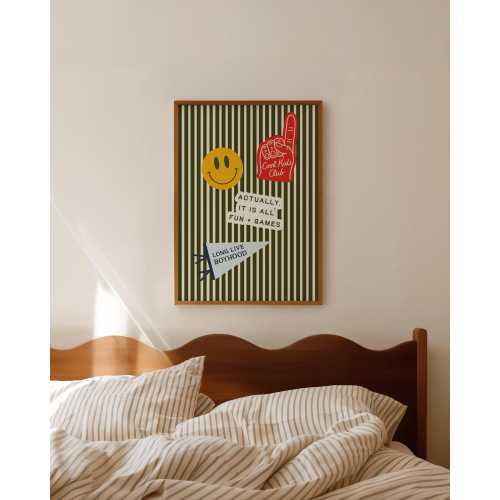 Vintage Stripe Collage Print, Kids Room Wall Art (Unframed, Vertical)
