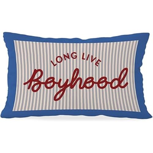 Long Live Boyhood Boys Room Throw Pillow Cover 12x20, Playroom Kids Throw Pillows, Retro Decor Pillowcase for Classroom Playroom Nursery Kids Room Toddler Room