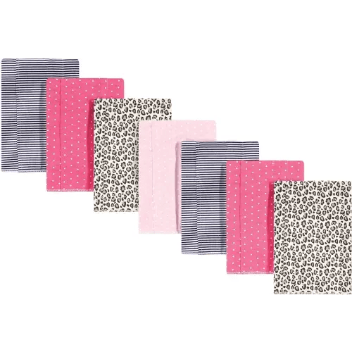 Hudson Baby Unisex Baby Cotton Flannel Burp Cloths, Leopard, One Size