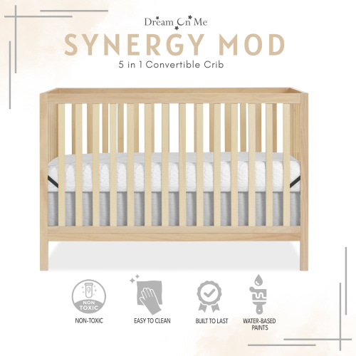 Free Shipping! Dream On Me Synergy MOD Crib, Made with Sustainable New Zealand Pinewood, Natural