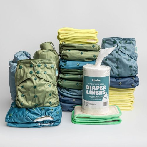Coastal Calm - Essential Hybrid Diaper Cover - Cloth Diaper Starter Bundle - Part Time - 15 Pack