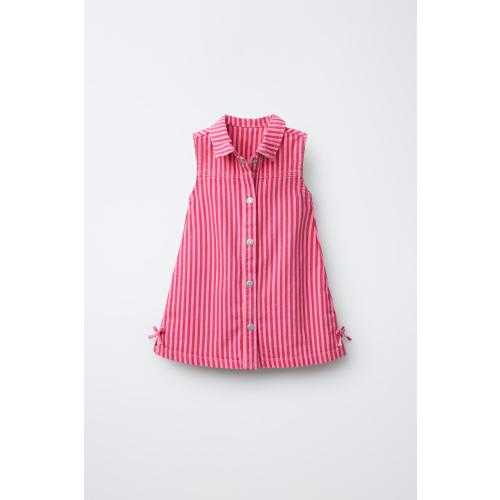 STRIPED TWILL DRESS - Pink | ZARA United States
