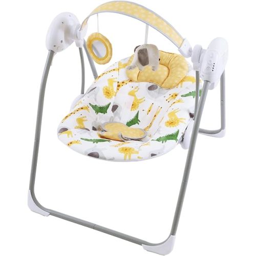 Portable Baby Swing for Infants, Compact & Foldable Infant Swing with 5-Speed Swing,Music, Timer, Cushioned Seat, Battery Operated, 0-9 Months 6-20 lbs,SG2405