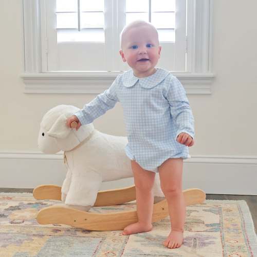 Light Blue Gingham Long Sleeve Bodysuit