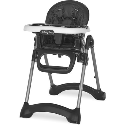 Dream On Me Solid Times High Chair for Babies and Toddlers in Black, Multiple Recline and Height Positions, Lightweight Portable Baby High Chair, 5 point Safety Harness, Easy to Clean Surface