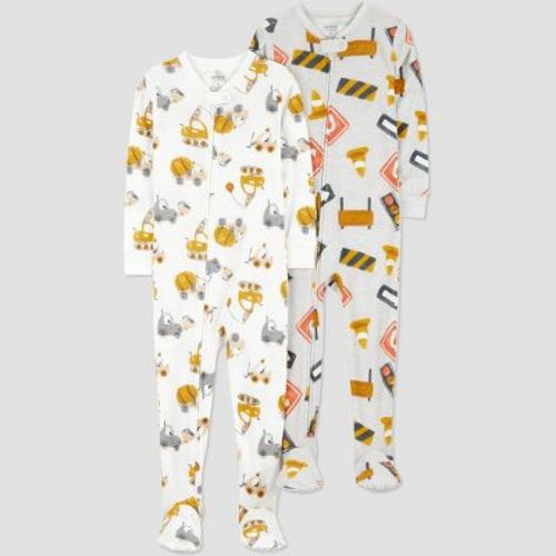 Carter's Just One You® Toddler Boys' 2pk Cotton Construction and Signs Pajama Set - Off-White 12M