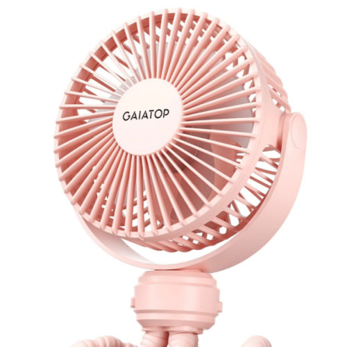 Gaiatop Mini Portable Stroller Fan, Battery Operated Small Clip on Fan, Detachable 3 Speed Rechargeable 360° Rotate Flexible Tripod Handheld Desk Cooling Fan for Car Seat Crib Treadmill Travel Pink