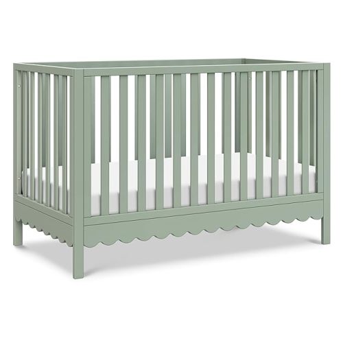 Davinci Sammy Scallop 4-in-1 Convertible Baby Crib, Light Sage | GREENGUARD Gold Certified, Converts to Toddler Bed & Daybed & Full-Size Bed, 4 Adjustable Mattress Heights - Easy to Assemble