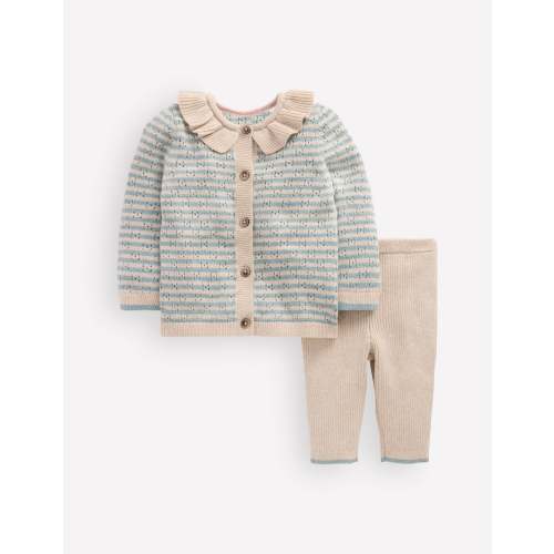 Pointelle Knitted Play Set-Harbor Grey/Oatmeal Marl