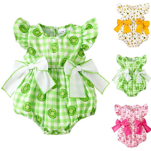 Preemie Newborn Infant Baby Girls Clothes Ribbed Bodysuit for 0-3 Months Newborn Girls Summer Comfortable And Breathable Bodysuits With Cute Prints