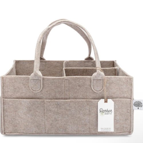 Parker Baby Co. Diaper Caddy - Nursery Storage Bin and Car Organizer for Diapers and Baby Wipes - Oatmeal, Large