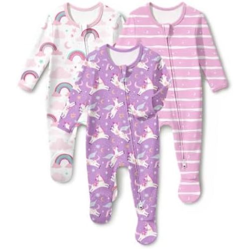 Baby Sleepers 3Pcs 100% Cotton Pajamas for Newborn 0-3 3-6 6-9 Months Boys Girls Clothes Sleep 'N Play Footed PJs