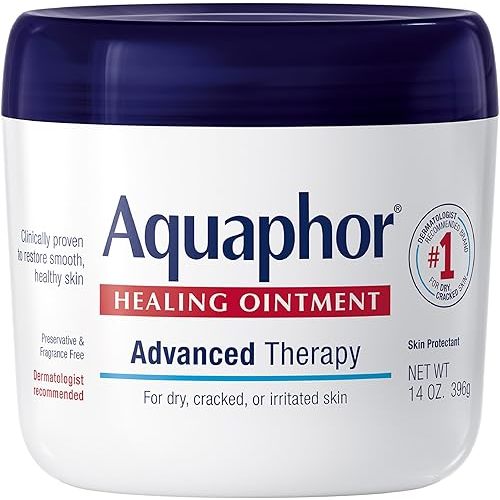 Aquaphor Healing Ointment Advanced Therapy Skin Protectant, Body Moisturizer for Dry Skin, Minor Cuts and Burns, Dry Cuticles, Cracked Heels, Hands and Lips, 14 Oz Jar