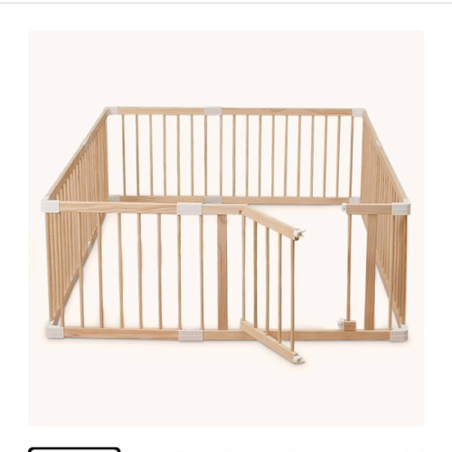 HARPPA Wooden Baby Gate Playpen | Non-Toxic Foldable DIY Adjustable Play Yard for Infants & Toddlers – Natural Finish Baby Fence for Small & Large Spaces