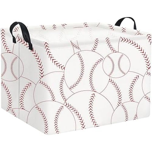 HIYAGON Rectangular Baseball Basket Kids Baby Nursery Storage Basket for Boys Baseball Room Decor Cute Toy Storage Organizer Bins Bedroom(Baseballs)