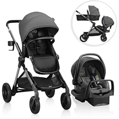 Evenflo Pivot Xpand Modular Travel System with LiteMax Infant Car Seat with Anti-Rebound Bar (Sabino Gray)