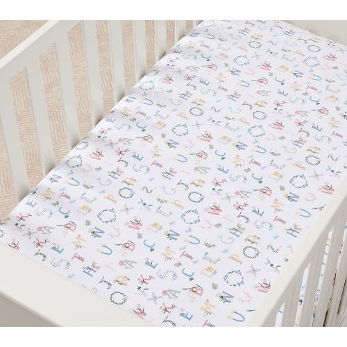 Floral ABC Organic Crib Fitted Sheet by Pottery Barn