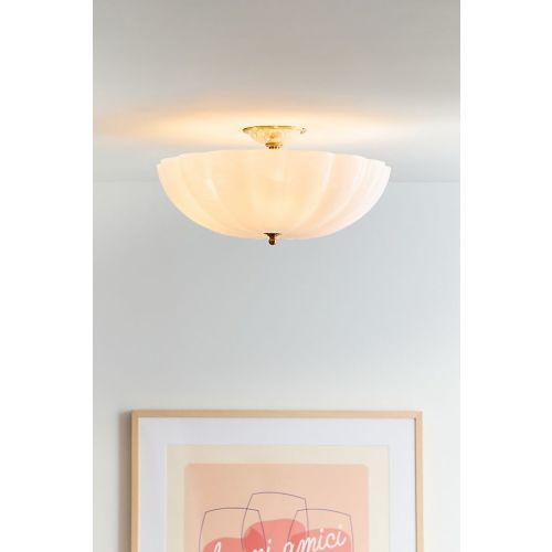 Rosehill Scalloped Glass & Brass Semi-Flush Mount