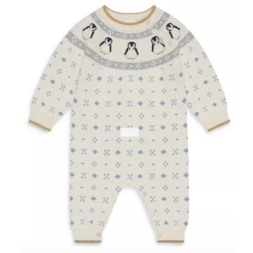 Unisex Penguin Fair Isle Knitted Jumpsuit - Baby