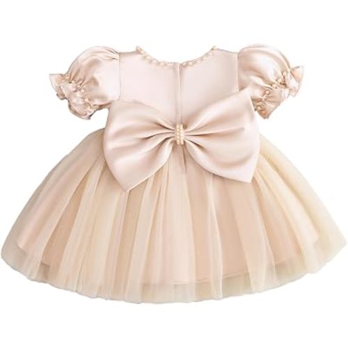 Toddler Baby Flower Girls Dress Wedding Guest Satin Birthday Party Formal Pageant Tulle Dress for Baby Girl