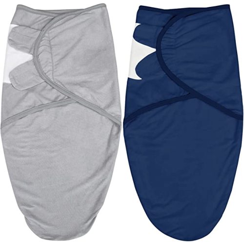 Biloban Baby Swaddles 0-3 Months for Boy & Girl, Cotton Swaddle Blanket, Newborn Essentials, Grey & Navy, 2 Pack