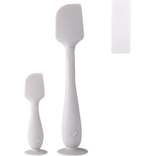 2pcs Baby Diaper Cream Spatula with Travel Case, 2 Sizes Soft Flexible Silicone Butt Paste Applicator Baby Diaper Rash Cream Spatula Bum Brush for Newborn(Grey)
