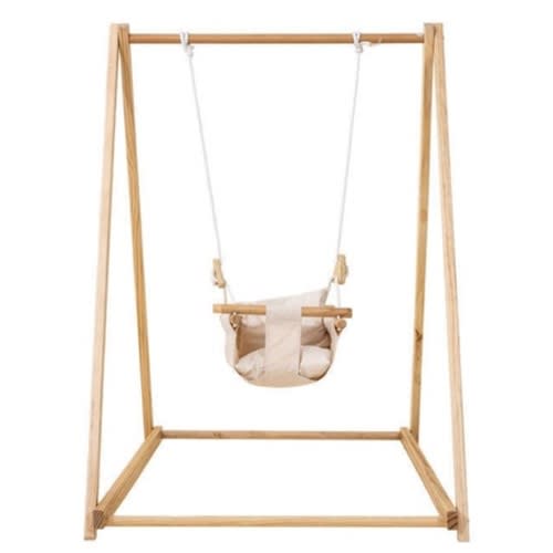 Spruce - Baby and Toddler Foldable Wooden Swing Set, Beige - Avenlur Rec Room | Maisonette