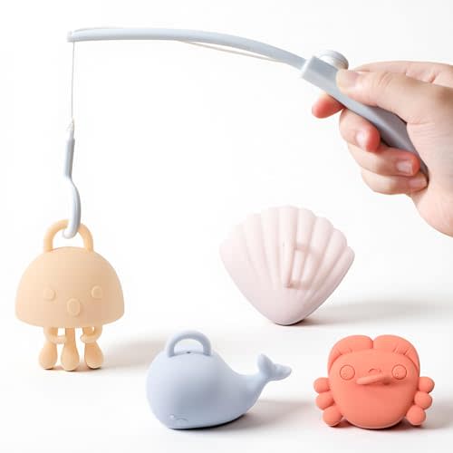 Silicone Fishing Toy Game Playset,Bath Toys,Floating Bath Tub Toys for children