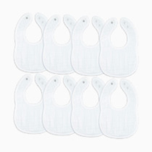 Comfy Cubs Muslin Bibs with Adjustable Snaps (8 Pack) - White, 8