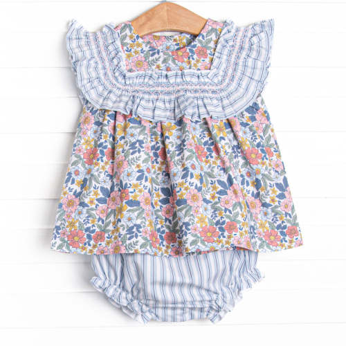 Bleu: Madeline Smocked Diaper Set, Blue – Stitchy Fish