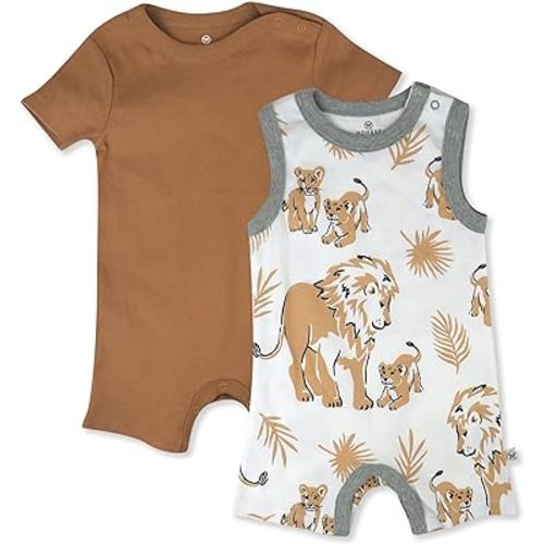 HonestBaby Short Sleeve and Tank Romper 100% Organic Cotton for Infant Baby and Toddler Boys