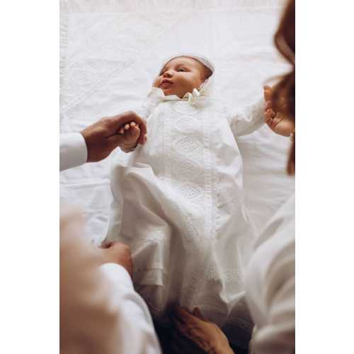 Baby Boy Baptism Gown, Heirloom Christening Robe, Traditional White Outfit