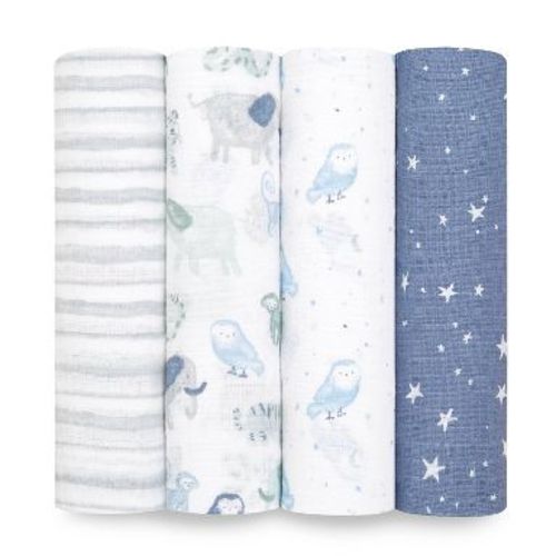 aden + anais essentials 4pk Cotton Muslin Swaddle Blankets - Time to Dream