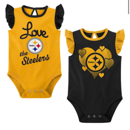 Pittsburgh Steelers Baby BLACK Spread The Love Design One Piece Set - 133421701