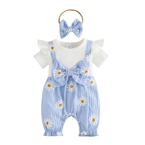 YINGISFITM Newborn Baby Girl Summer Clothes Short Sleeve Bubble Romper Bow Shorts Jumpsuit Infant Outfit 0 3 6 9 12 18 Months