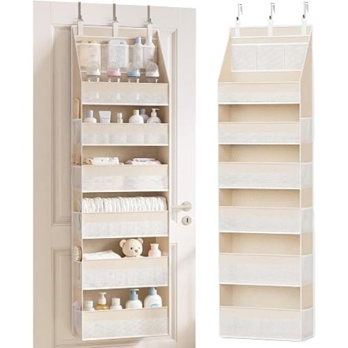 CERETIA Over the Door Organizer, Closet Hanging Storage for Nursery, Beige