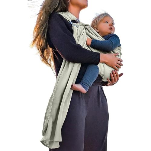 Organic Baby Ring Sling Carrier – Boho Hemp & Eucalyptus Wrap for Newborn to Toddler – Non-Toxic, ASTM-Certified, Ergonomic, Gift Box Included – Carefree Cloud