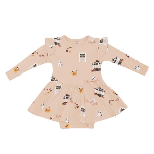 Kyte Baby Long Sleeve Twirl Bodysuit Dress in Gilmore Girls (12-18m)
