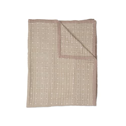 Little Unicorn Premium Quilted Throw | Super Soft, Multi-Layered Muslin XL Blanket| Great for Kids & Families (Taupe Cross)