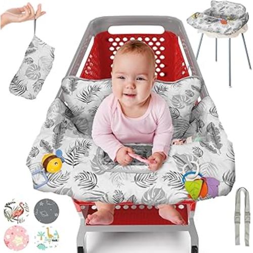 PILLANI Shopping Cart Cover for Baby, High Chair Cover for Restaurant Seat - Grocery Cart Cover for Baby Girl and Boy, Comfortable Cotton Buggy Covers for Babies - Padded Toddler Shopping Cart Cover
